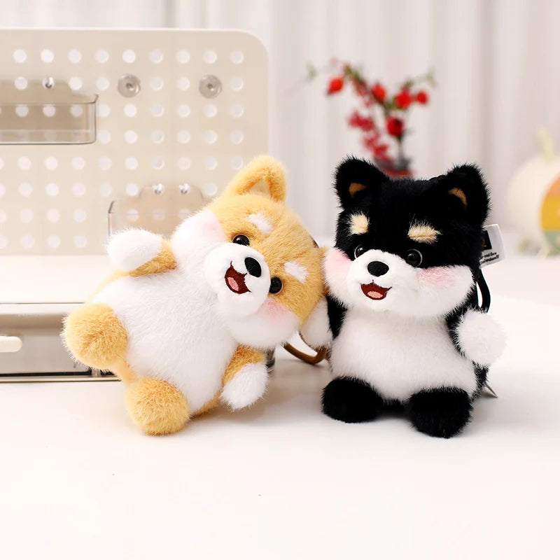 Kawaii Dog Plush Toy Pendant Teddy Husky Corgi Schnauzer Animals Keychain Bag Key Ring Puppy Dolls Car Decor Christmas Gift