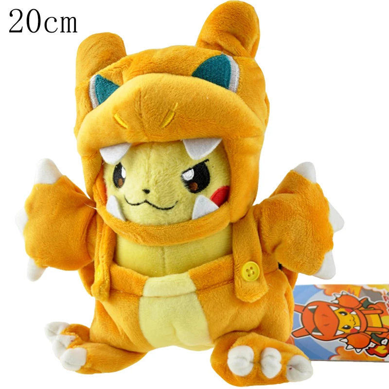 Cosplay Pikachu Pokemon Plush Eevee Charizard Snorlax Garchomp Tyranitar Hydreigon Ampharos Stuffed Doll Toy For Kid Miniso Gift
