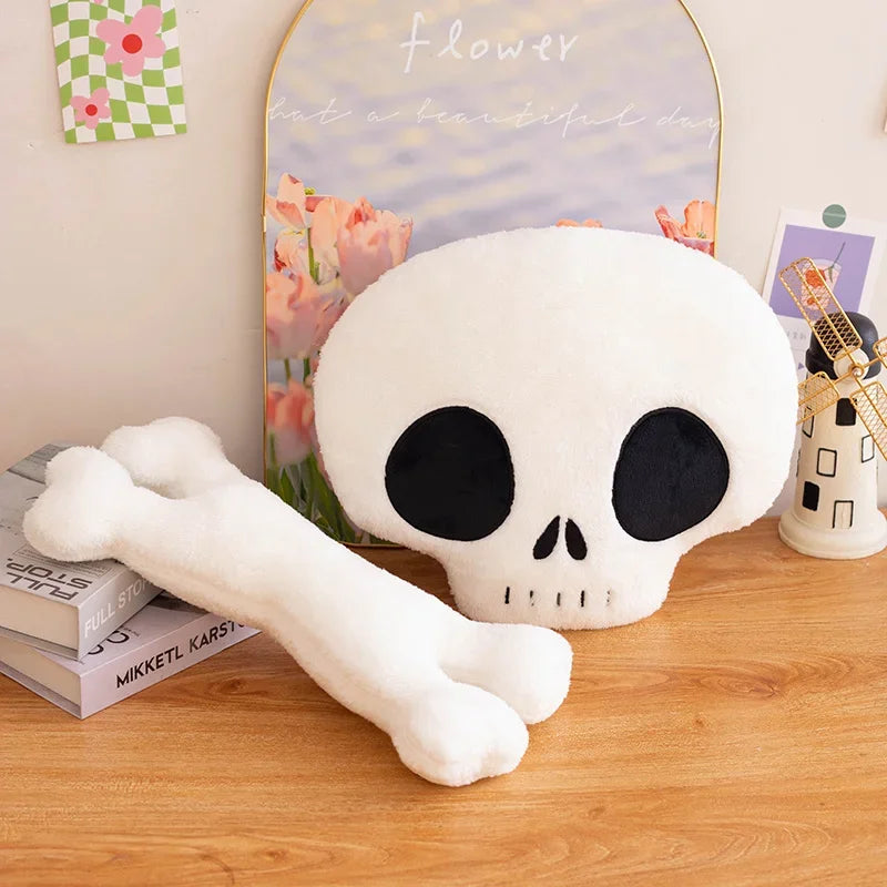 Horror Halloween Props Stuffed Skull Bone Plush Toy Human Skeleton Doll Monster Doll Halloween Creative Plush Decoration Gift