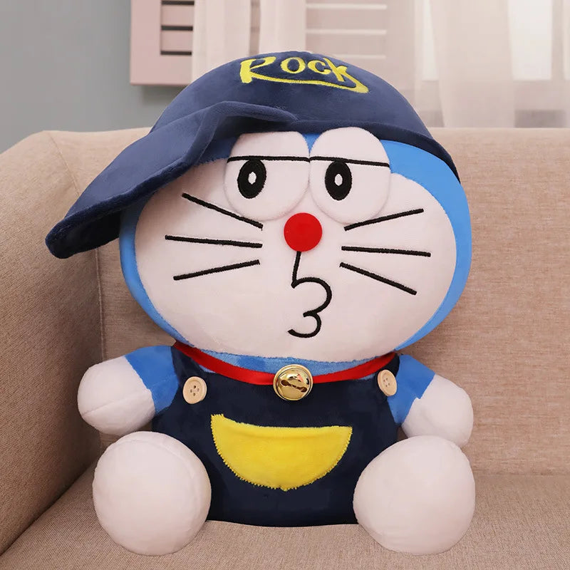 Kawaii 30cm Cute Doraemon Doll Plush Toy with Hat Blue Fat Doll Room Ornaments Girl Birthday Gift Christmas Gift
