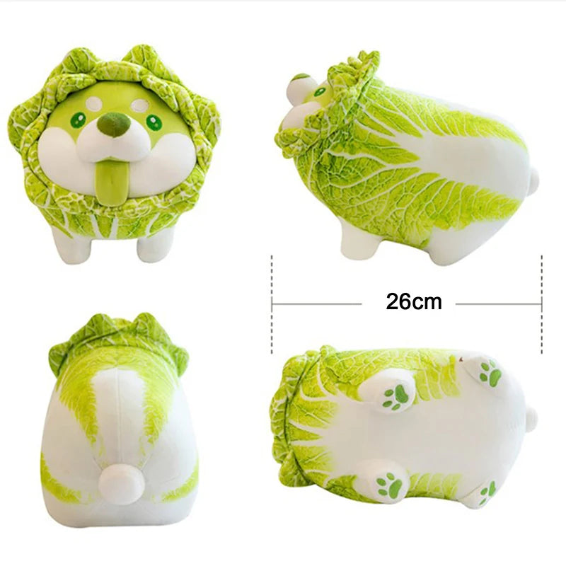 Cute Vegetable Fairy Plush Toys Japanese Cabbage Dog Fluffy Soft Shiba Inu Pillow Stuffed Animals Doll for Kids Baby Girls Gifts