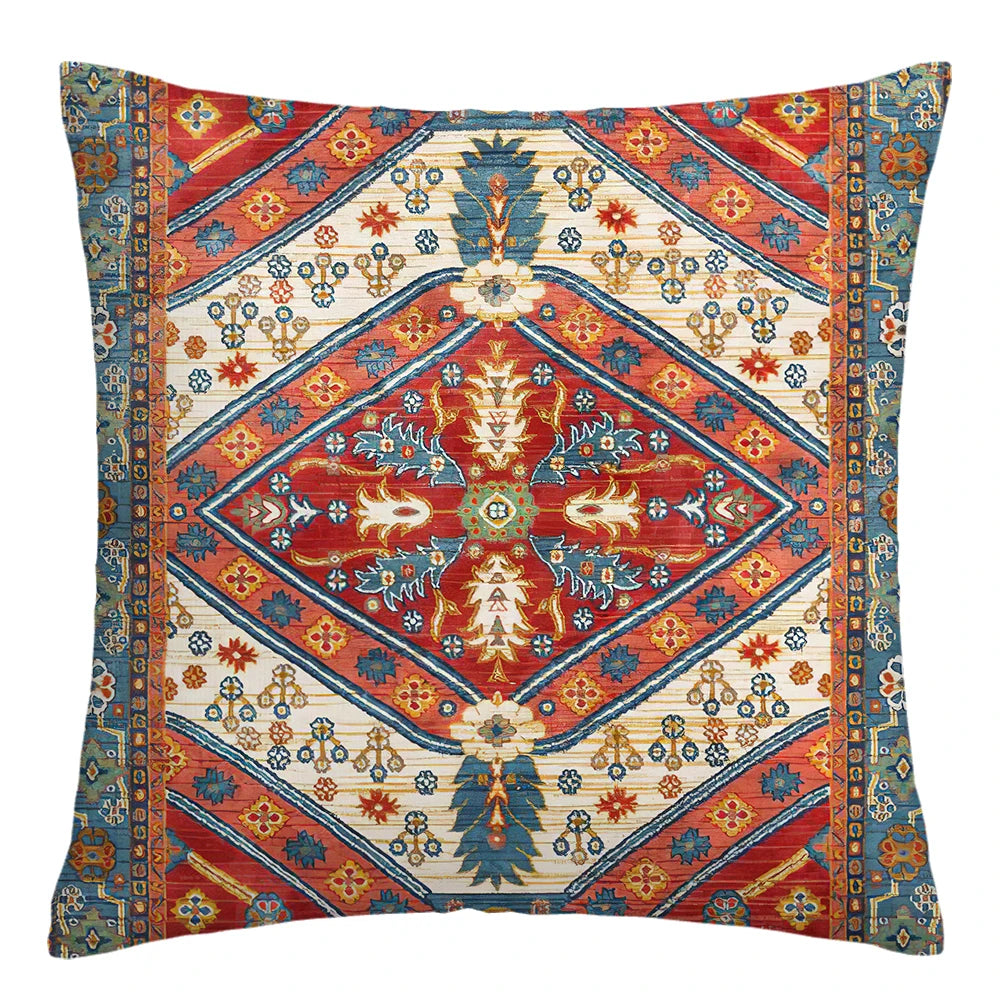 Moroccan Ethnic Patterned Decorative Throw Pillow Cover 2D Printed Polyester Cushion Case 40x40 45x45 50x50  for Sofa Home Decor