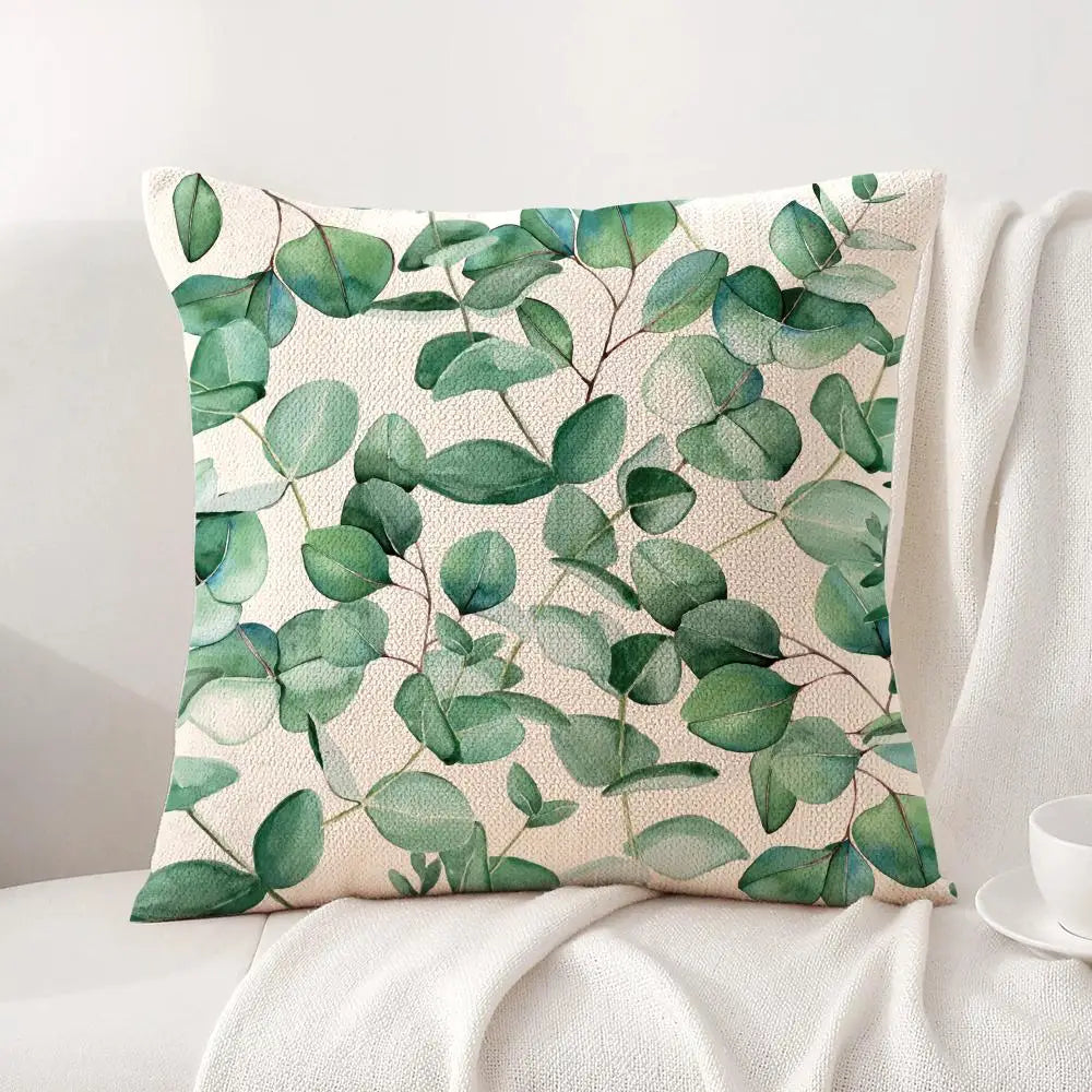 Watercolor Eucalyptus Botanical Pillow Cover – Sage Green