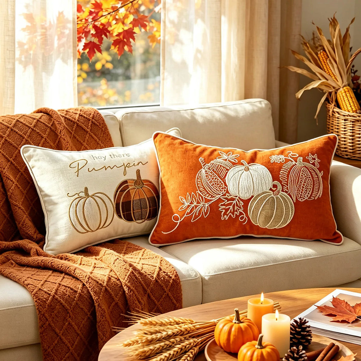 Autumn Harvest Lumbar Pillow Cover – 30 × 50 cm