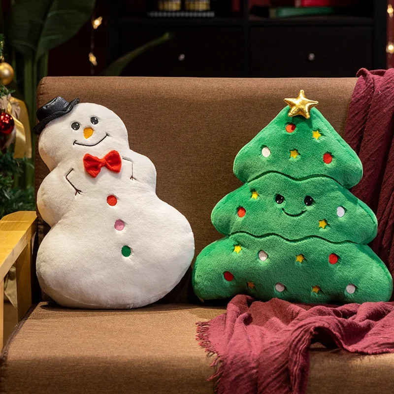 Kawaii Cartoon Christmas Series Plush Doll Pillow Snowman House Gingerbread Man Christmas Tree Plush Toy Home Holiday Decoration