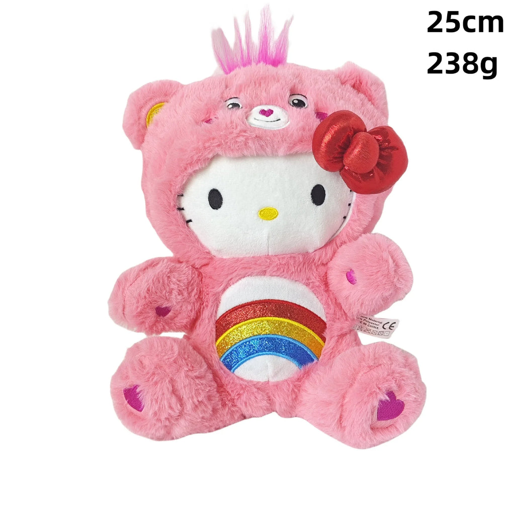 30cm Kawaii Care Bears Plush Toy - Rainbow Cheer Bear, Grumpy Cloud Bear, Purple Share Bear - Cute Anime Stuffed Animal with Healing Quotes for Bedroom Decor, Gifts