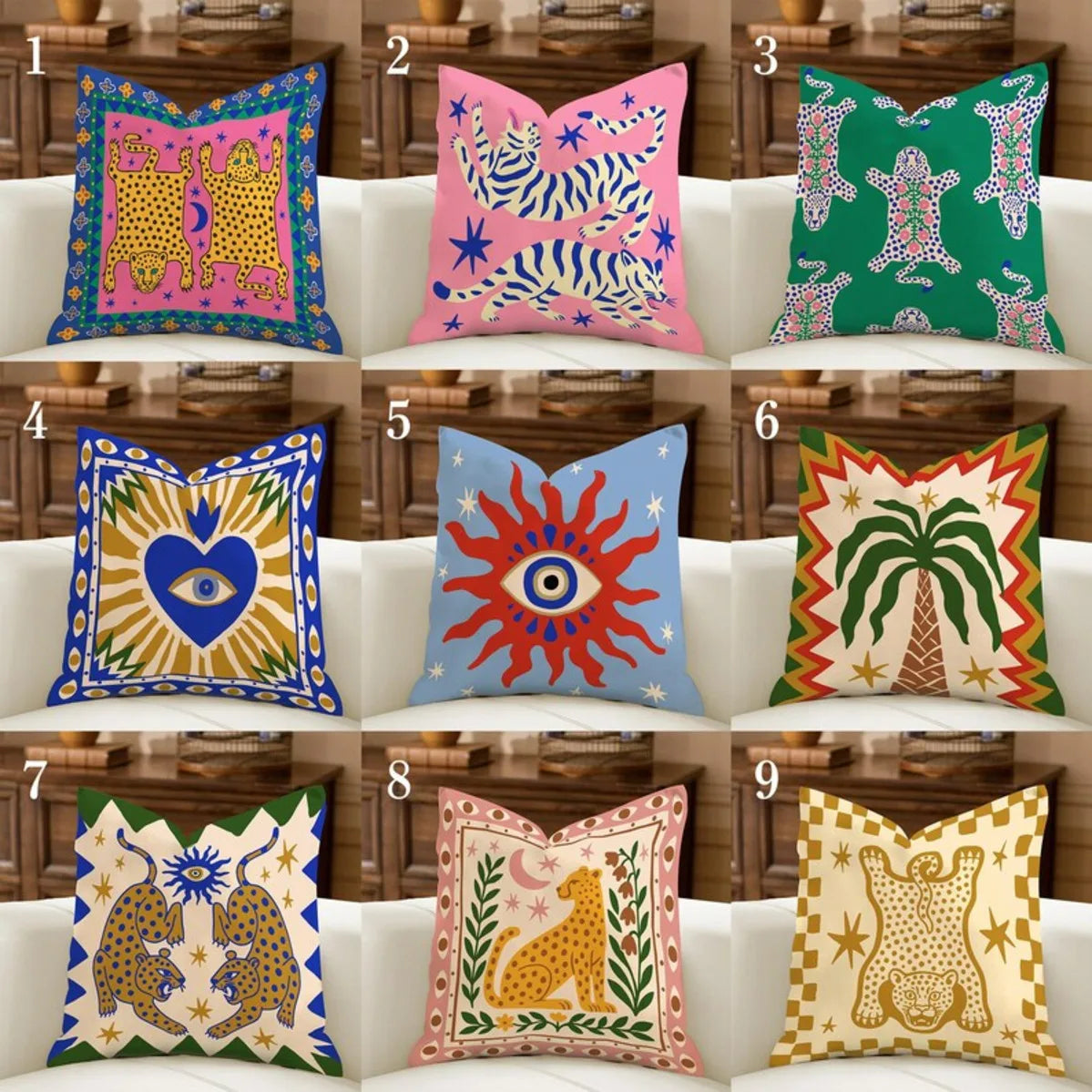Minimal Boho Sun Leopard Palm Tree Pillow Cover Decorative Cushion Case Modern Bohemian Home Decor
