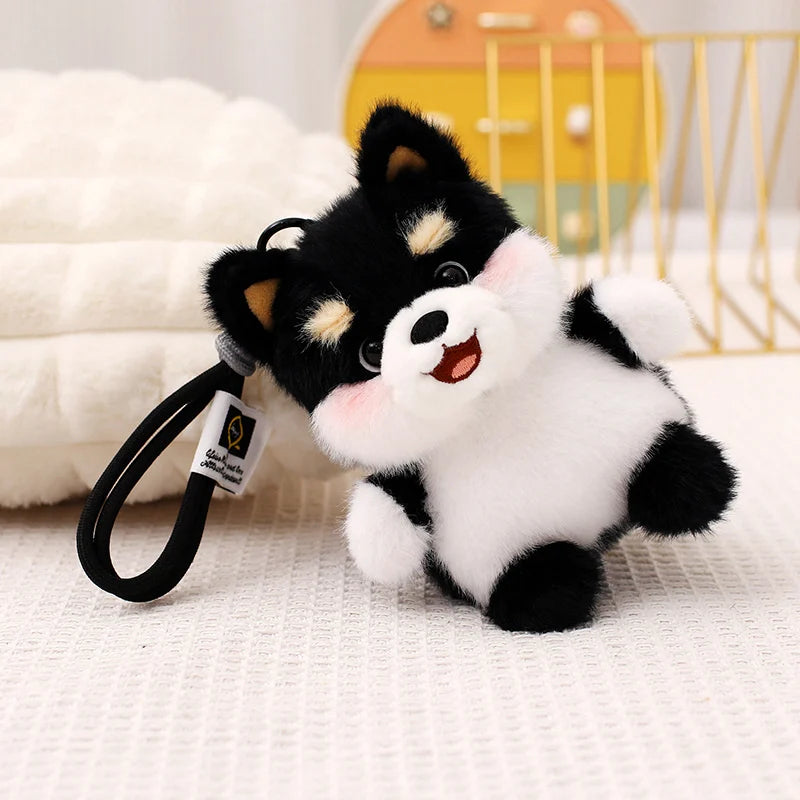 Kawaii Dog Plush Toy Pendant Teddy Husky Corgi Schnauzer Animals Keychain Bag Key Ring Puppy Dolls Car Decor Christmas Gift