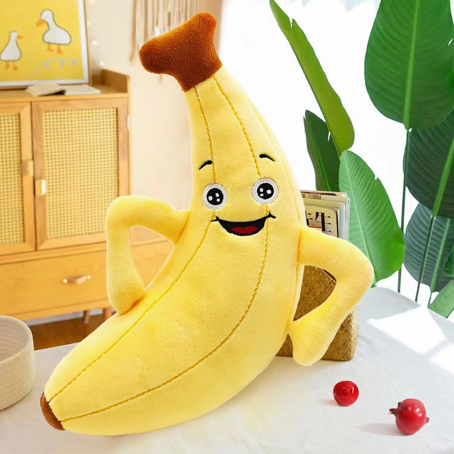 Ultra-Soft Fruit-Like Plush Toys: Apple & Banana Pillows - Ideal for Home Decor, Crane Machine Prizes & Holiday Gifts