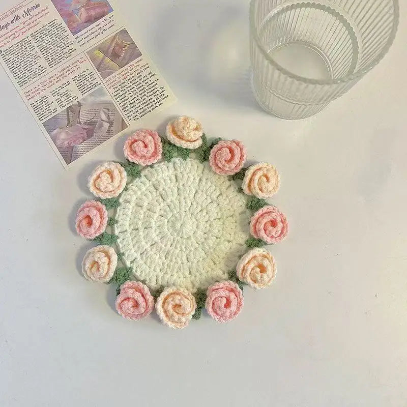 Bellflower Crochet Style Drink Coaster for Coffee Tables Kitchen Decor and Thoughtful Gifts