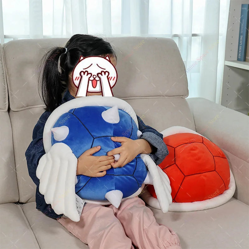 Mario Blue Spiny Shell Pillow Plush Toys Anime Red Shell Yoshi Egg Sleep Sofa Stuffed Oversize Cushion Peluche Kids Dolls Gifts