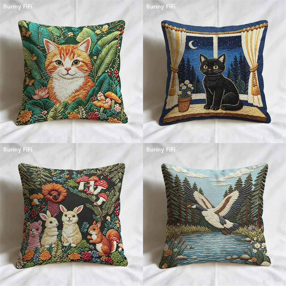 Woodland Tales Stitch-Effect Pillow Covers