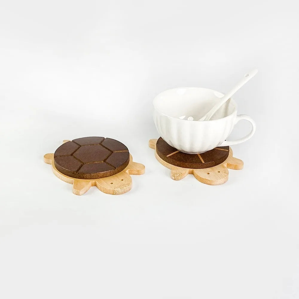 Turtle-Shaped Black Walnut Wood Tea Mat, Decorative Wooden Pad for Teapots, Coffee Corners and Nature-Inspired Tables
