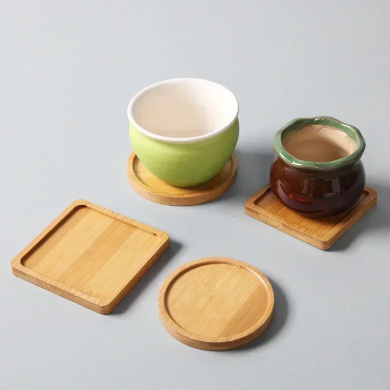 Natural Bamboo Plant Saucer and Mini Decorative Tray, Choice of Round, Oval, Heart, Square and Rectangle Styles