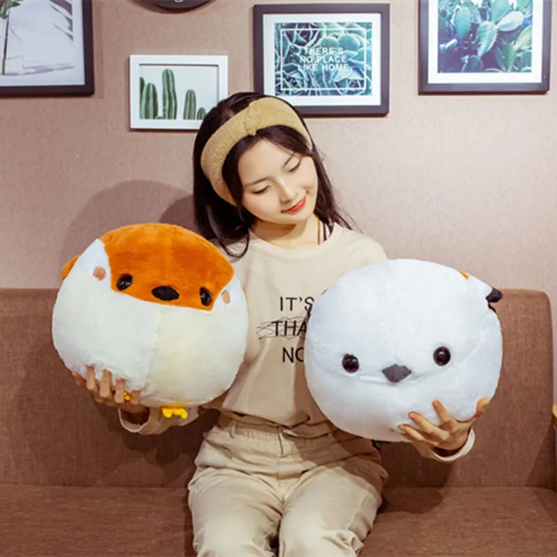 1pc 30cm/11.81in Hot Selling Round Doll Cute Little Sparrow Plush Toy Large Round Ball Pillow Sparrow Doll