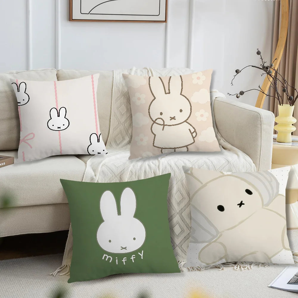 M-Miffy Kawaii cushion cover For Pillow Printing Sofa Decoration Home Car Room Coffee Shop Office Nordic Simplicity