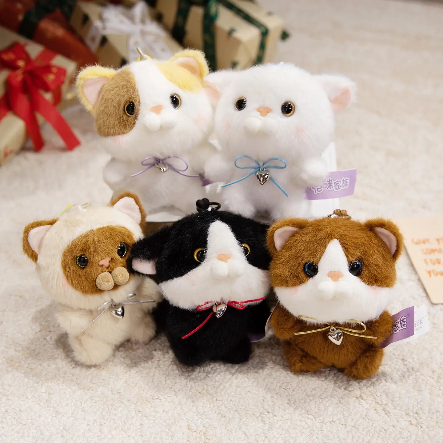 Cat Pendant Super Cute Siamese Calico Cat Keychain Pendant 5 Styles Cat plush Toy Backpack Decor Kids Toy Birthday Gift
