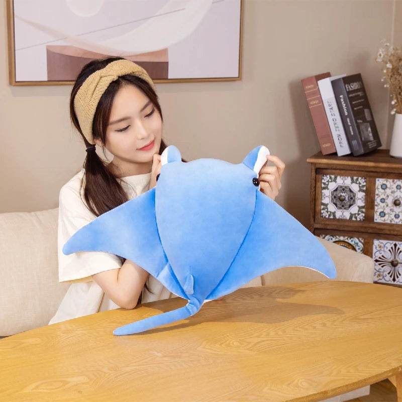 Cartoon Fish Manta Ray Plush Toy Kawaii Devil Ray Rajiformes Cute Mobulidae Plushies Pillow Stuffed Soft Marine Life Dolls Gifts