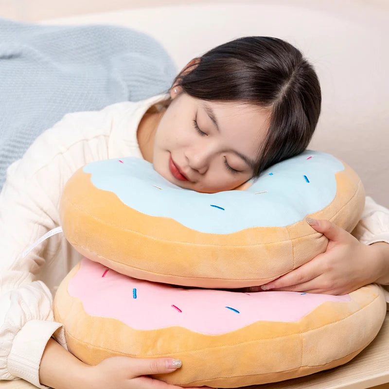 Kawaii 42cm Simulation Cartoon Fried Doughnut Plush Throw Pillow Cute Soft Stuffed Food Sweet Doll Toys Birthday Gifts Decor