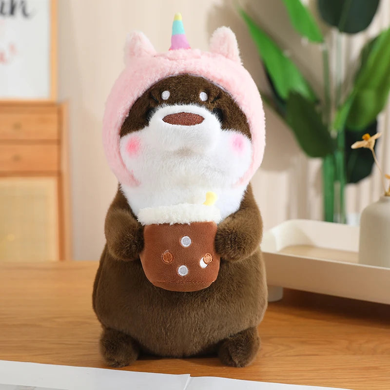 Kawaii Otter Plush Toy Lovely Otter Turn to Dinosaur Rabbit Unicorn Stuffed Doll Soft Cartoon Animal Pillow Birthday Gift