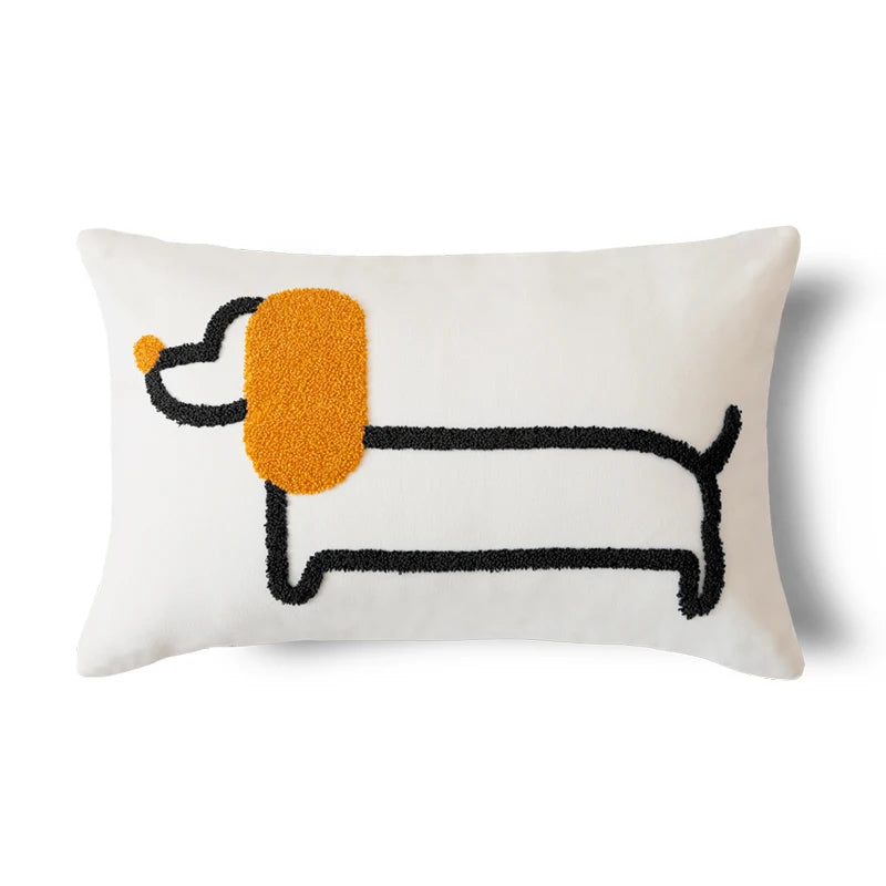 Playful Pup Embroidered Pillow Cover – Square & Lumbar