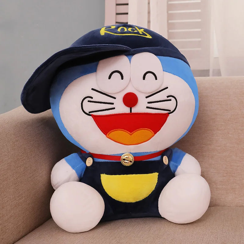 Kawaii 30cm Cute Doraemon Doll Plush Toy with Hat Blue Fat Doll Room Ornaments Girl Birthday Gift Christmas Gift