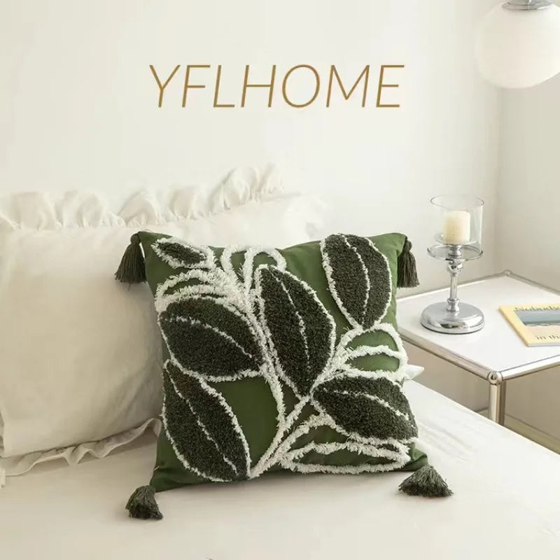 Woven Geometry Embroidered Pillow Cover – Boho Accent