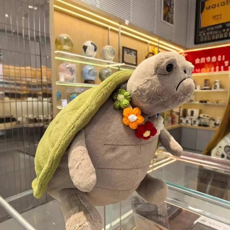 “28cm Turtle Plush Toy - Shelly the Soft Cuddly Stuffed Turtle, Healing Companion with ‘Patience Blooms’ Charm for Kids & Adults”