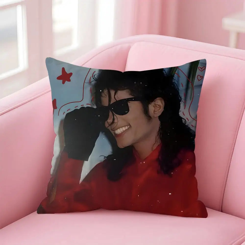 M-Michael J-Jackson Cushion Cover Linen Pillowcase Cover Soft Decor for Sofa Home Room