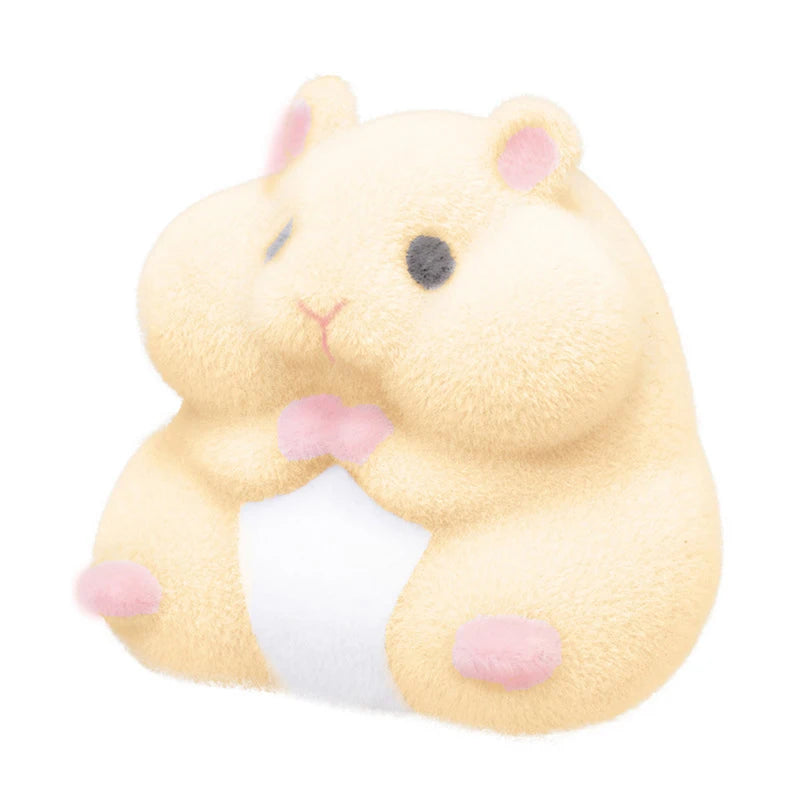 【Random style】Japan Original Capsule Toys Cute Kawaii Fatty Milky Soft Hamster Flocking Plush Dolls Squeeze Stress Relief Toys