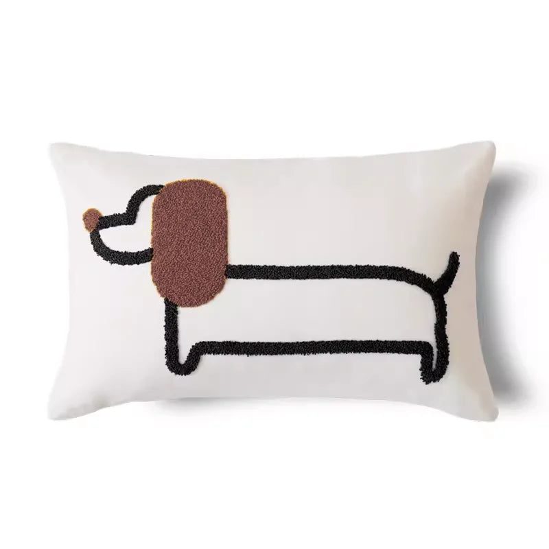 Playful Pup Embroidered Pillow Cover – Square & Lumbar