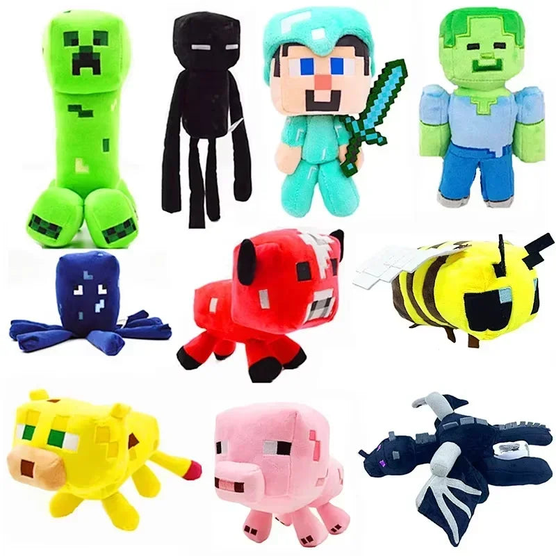 2025 new Game MC Baby Pig Plush Stuffed Toys Wolf Ocelot Baby Pig Enderman Plush Soft Animals Toy Doll for Kids Children Gifts