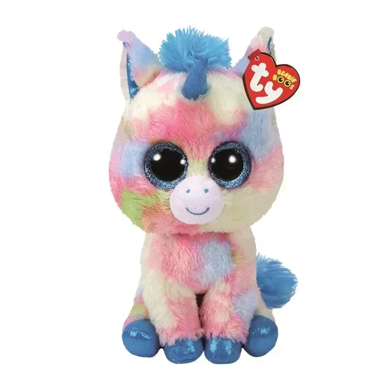 15cm Ty Big Eye Beanie Animals Plush Slick Fox Ferdinand Locky Axolotl  Dexter Icy Seal Heather Cat Children Toy Holiday Gift