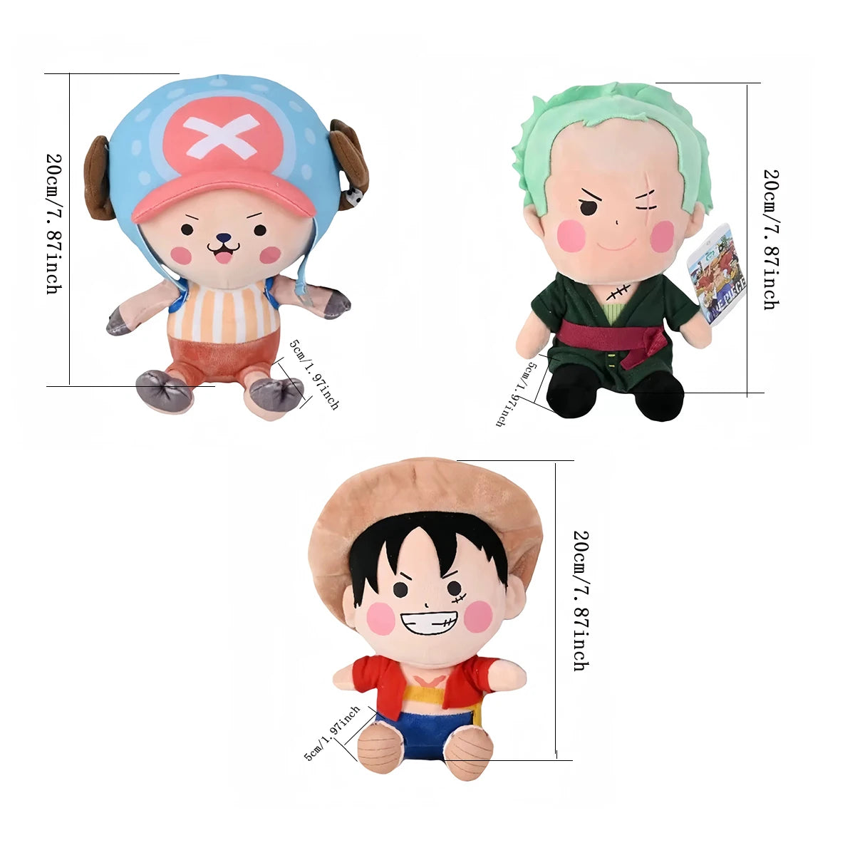 Genuine ONE PIECE Plush Toys Cartoon Character Luffy Chopper Solon Q Version Anime Cute Stuffed Dolls Birthday Present For Child