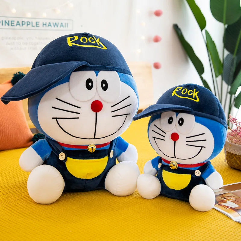 Kawaii 30cm Cute Doraemon Doll Plush Toy with Hat Blue Fat Doll Room Ornaments Girl Birthday Gift Christmas Gift