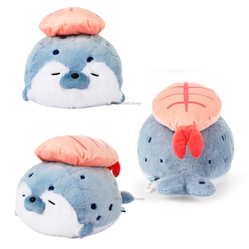 Dropship Cute Sushi Seal Plush Toy Lifelike Stuffed Marine Sea Otter Japanese Fried Shrimp Soft Doll Pillow Cushion For Kids