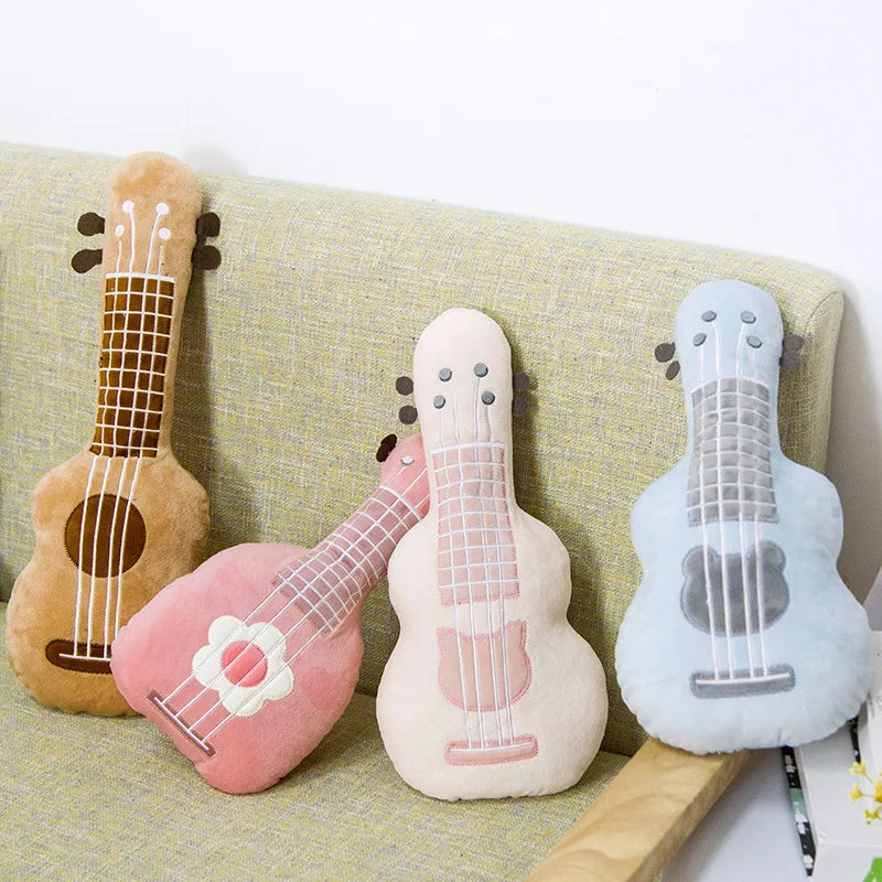 Lifelike Guitar Pillow Stuffed Musical Instrument Plush Backrest Cushion Home Decoration Cool Birthday Gift For Boys And Girls