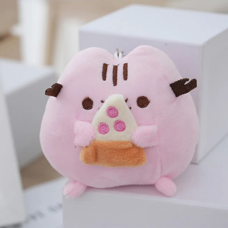 JELLY SIGHT Adorable Food - Loving Plush Chubby Cat Keychains Set, Soft PP Cotton Filled, for All Ages