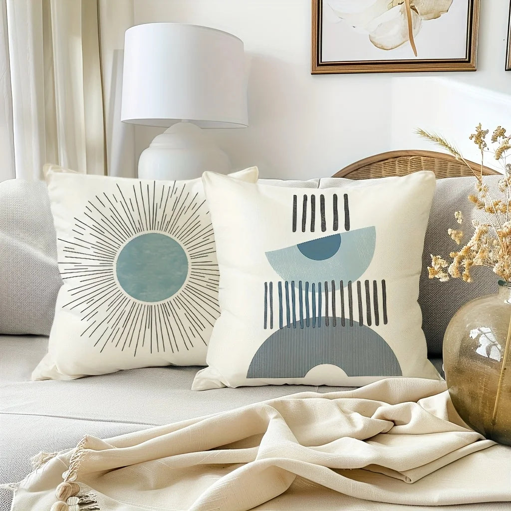 Boho Minimalist Abstract Pillowcase Cushion Covers Set Neutral Geometric Modern Decorative Accent Throw Pillows Home Decor