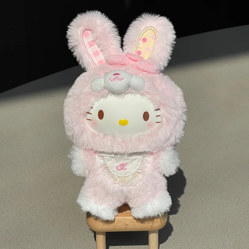 New Hello Kitty Sanrio Family Dress up Elf Rabbit Vinyl Face Plush Doll Pendant for Girls Keychain Doll Gift