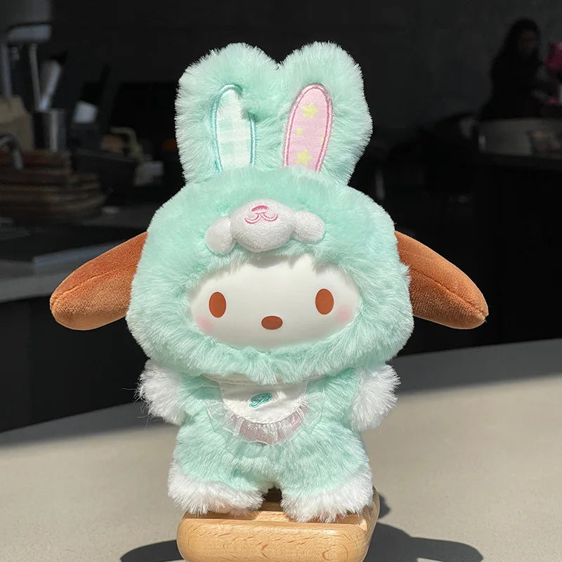 New Hello Kitty Sanrio Family Dress up Elf Rabbit Vinyl Face Plush Doll Pendant for Girls Keychain Doll Gift