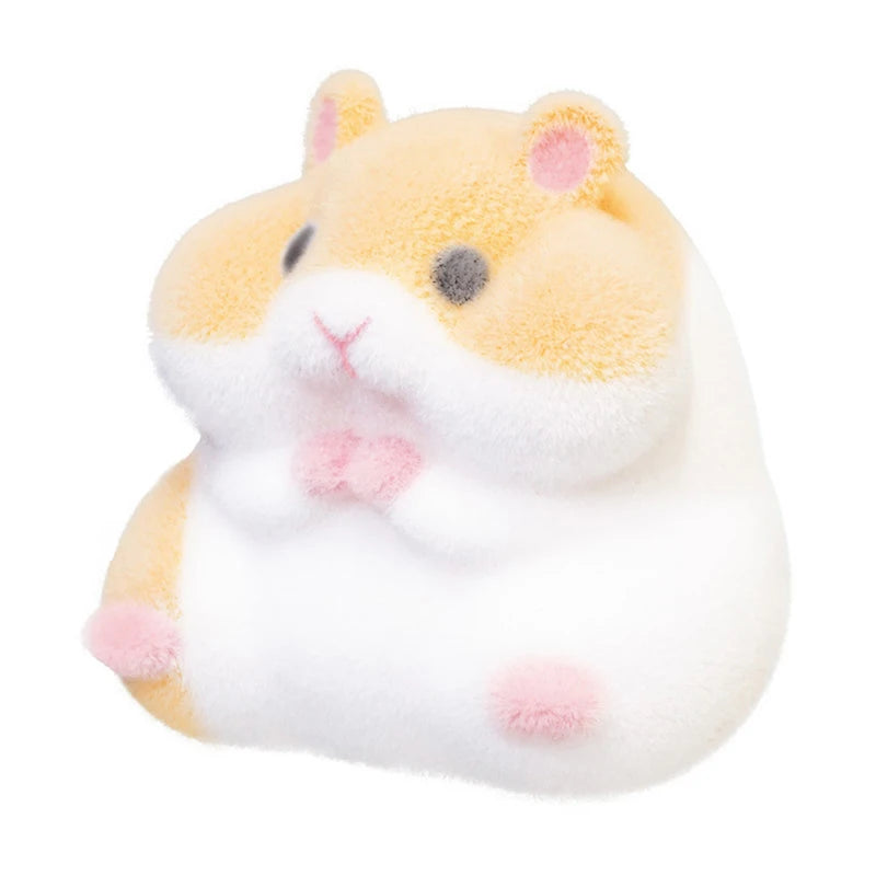 【Random style】Japan Original Capsule Toys Cute Kawaii Fatty Milky Soft Hamster Flocking Plush Dolls Squeeze Stress Relief Toys
