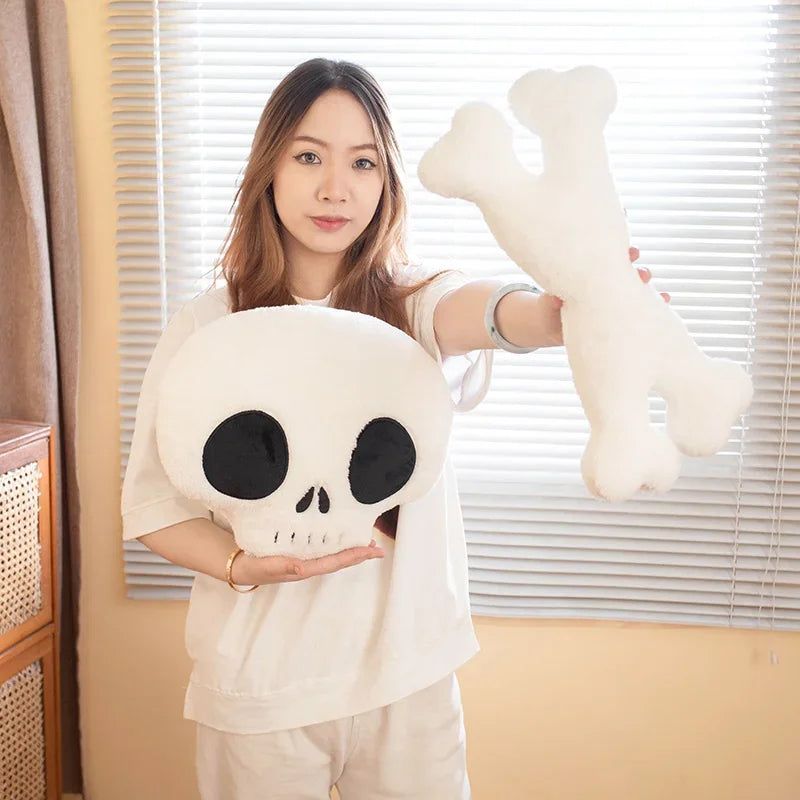 Horror Halloween Props Stuffed Skull Bone Plush Toy Human Skeleton Doll Monster Doll Halloween Creative Plush Decoration Gift