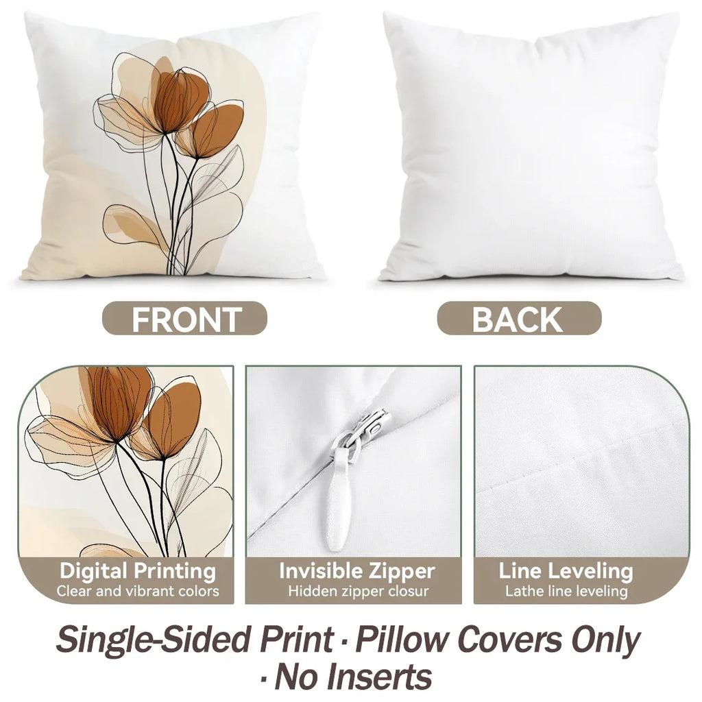 Earthline Abstract Botanical Pillow Covers – Set of 4