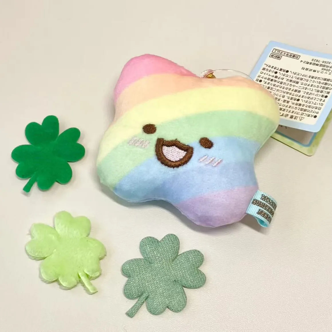 Cute Rainbow Star Plush Keychain - Soft Stuffed Star Toy with Cheerful Face, Mini Plush Pendant for Backpack/Keys/Bag Decoration & Mood-Boosting Companion”