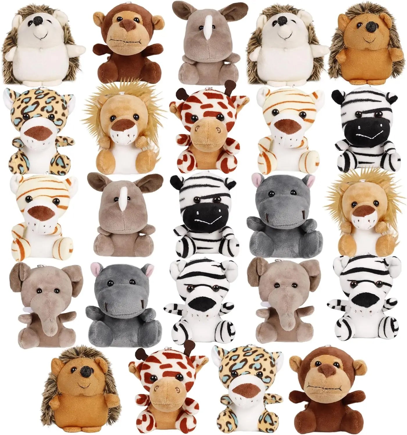 12-36 PCS Small Safari Stuffed Animals Bulk 12cm Jungle Animal Mini Plush Toys for Party Favors Birthday Baby Shower Gift Bags