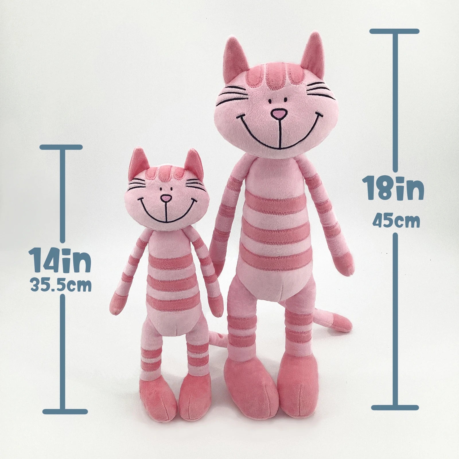 “MR Vivicare Striped Cat Plush Dolls - 35cm/45cm Soft Cuddly Stuffed Animals, Cute Smiling Cat Toys for Kids & Adults, Cozy Companion for Bedroom & Nursery”