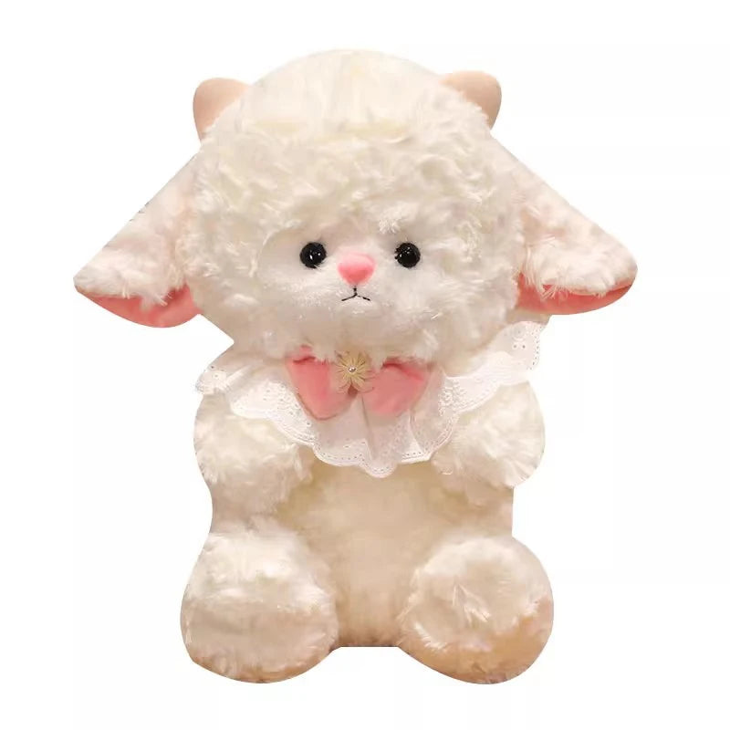25cm Cute Cartoon Birthday Hat Princess Sheep Fluffy Simulation Lamb Plush Toy Cute Kawaii Animal Fluffty Doll Birthday Gift