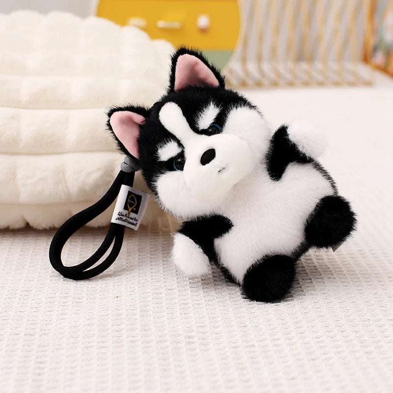 Kawaii Dog Plush Toy Pendant Teddy Husky Corgi Schnauzer Animals Keychain Bag Key Ring Puppy Dolls Car Decor Christmas Gift