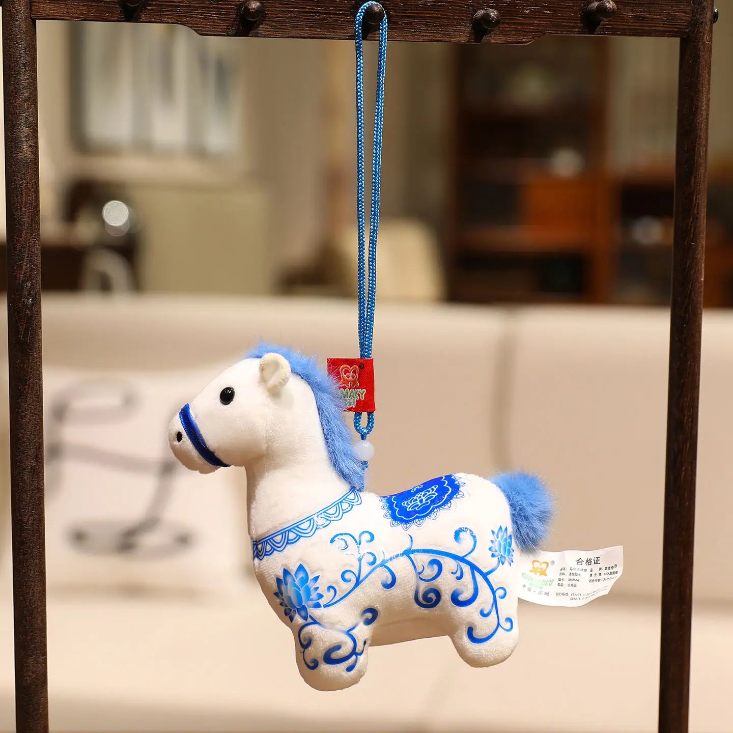 12CM Cute Mini Horse Pendant Keychian Plush Toy Kawaii Lifelike Animal Simulation Stuffed Doll Bag Decor